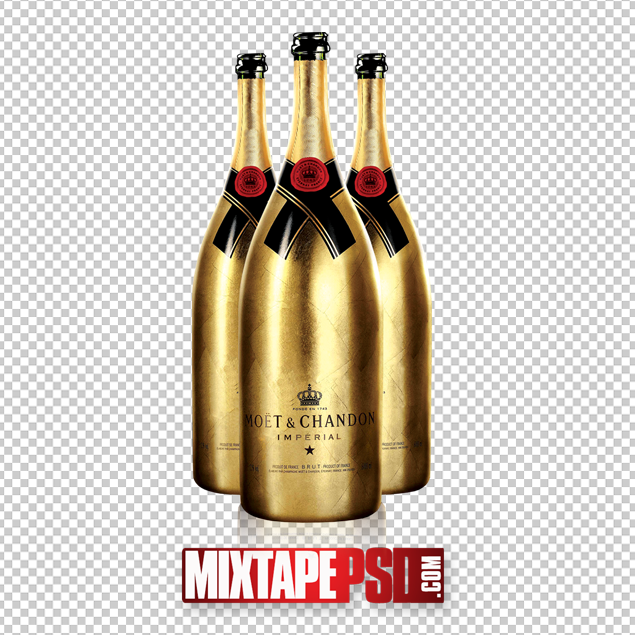 Gold Moet Chandon Bottles PNG 2 - Graphic Design