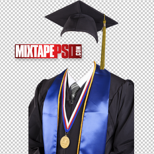 Graduation Ceremony Robe Blue Black - Graphic Design | MIXTAPEPSDS.COM