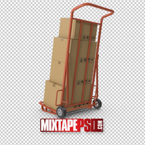 HD Hand Truck With Boxes PNG