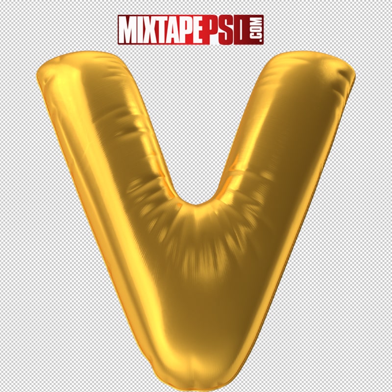 HD Gold Foil Balloon Letter V - Graphic Design 