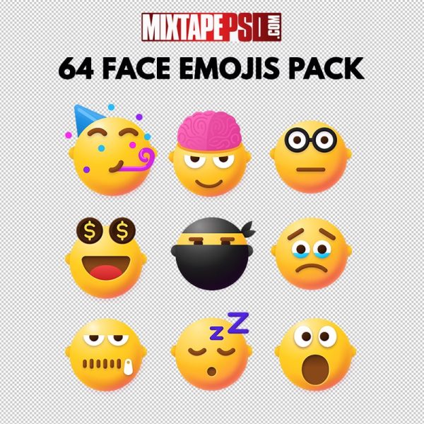 64 Face Emojis PNGs