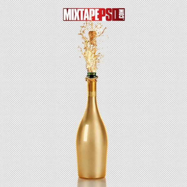 HD Gold Popped Champagne Bottle