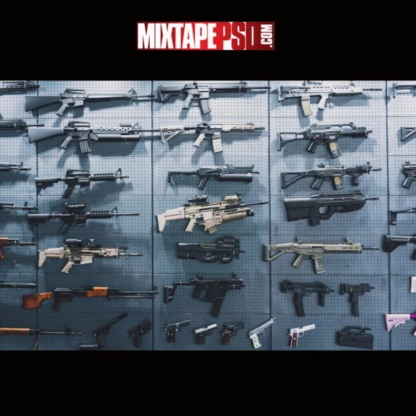 Assault Weapons on Wall Background 3