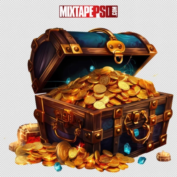 HD Cartoon Chest full of Gold Coins and Jewelry 3