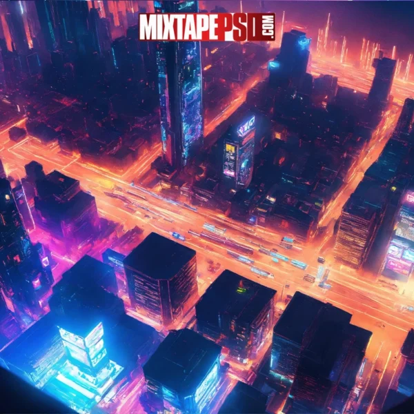 Neon Cyberpunk City Background